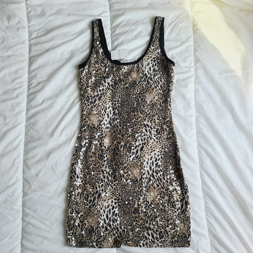 Leopard Sequin Short Dress